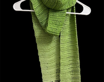 Green Crocheted Scarf w/ Tassels