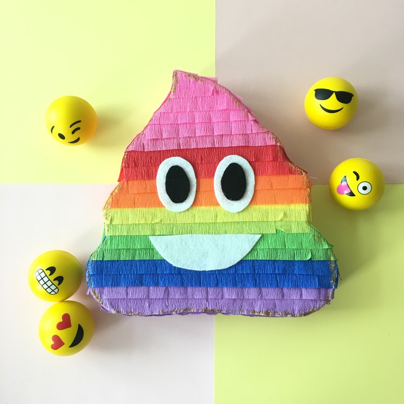 Mini Pinata Poop Emoji Pinata Poop Rainbow Pinata Emoji image 0