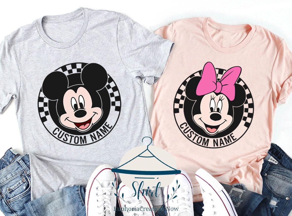 Discover Personalized Vintage Disney Shirt, Custom Mickey and Friends Checkered Matching T Shirt