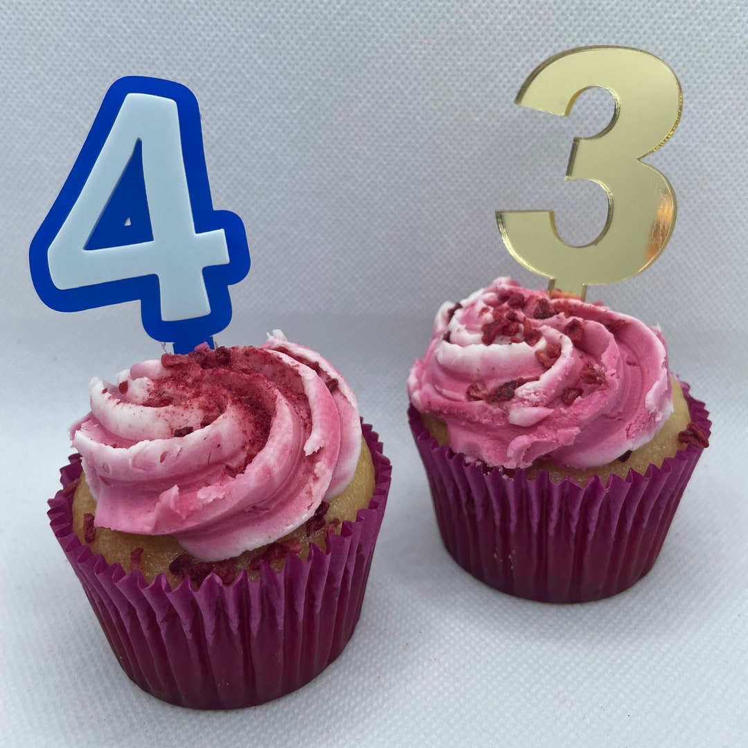 Number Cupcake Toppers Coloured Acrylic Single or Double Etsy
