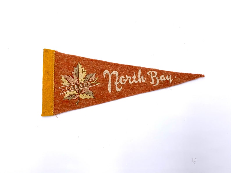 North Bay Canada CA 9 Vintage Pennant 1950/'s Road Trip Tourist Travel Souvenir Felt Flag