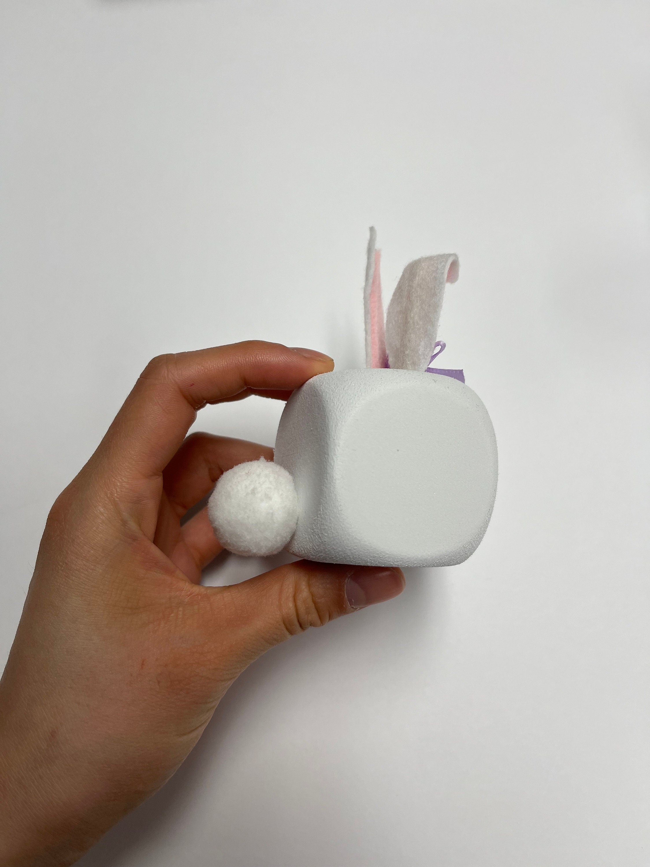 5 Mini Easter Bunnies / Cute Foam Dice Bunny With Purple Bow / Adorable