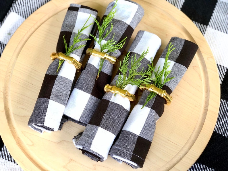 Gold Bamboo Napkin Ring Set of 4 Etsy