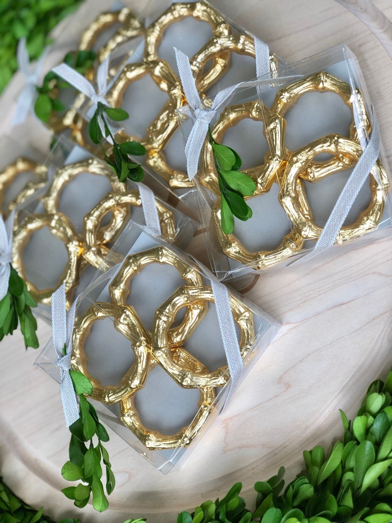 Gold Bamboo Napkin Ring Set of 4 Etsy