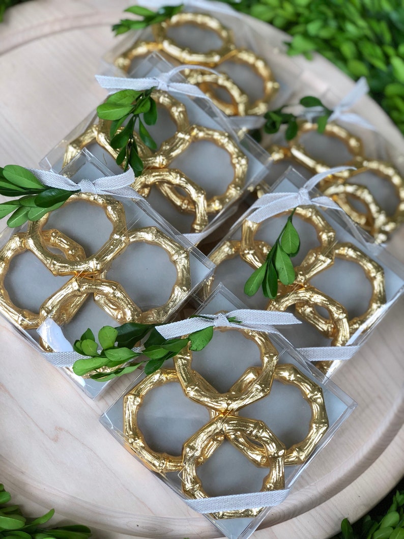 Gold Bamboo Napkin Ring Set of 4 Etsy