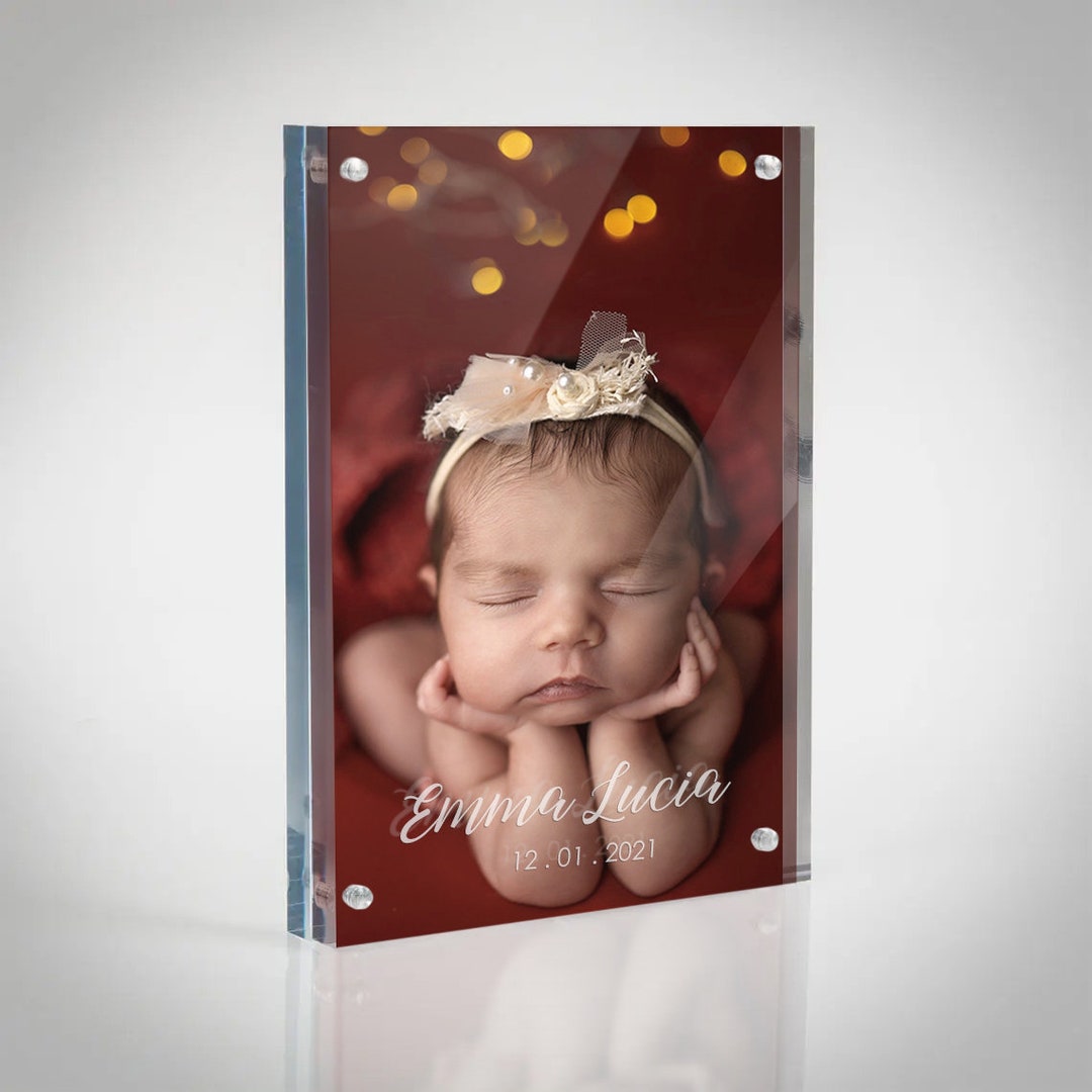 Engraved Acrylic Photo Block, Personalized Photo Print Acrylic Block