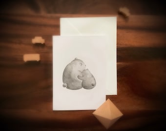 Kieszonkowa kartka z uściskiem / Miś Huggy „Jesteś kochany przeze mnie” / Prezent pocieszenia, podziękowania, myślimy o Tobie, wsparcie zdrowia psychicznego