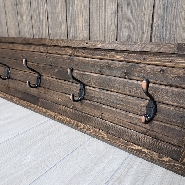 Coat Rack Wall Mount / Entryway Organizer / Rustic Wooden Coat Rack / Solid Wood / Wooden Hat Rack / Mudroom Hooks / Towel Hooks