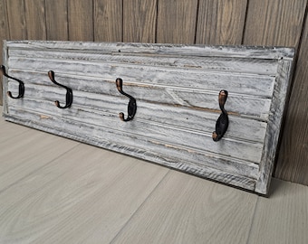 Coat Rack Wall Mount / Entryway Organizer / Rustic Wooden Coat Rack / Solid Wood / Wooden Hat Rack / Mudroom Hooks / Towel Hooks
