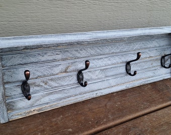 Coat Rack Wall Mount / Coat Rack With Shelf / Entryway Organizer / Rustic Wooden Coat Rack / Solid Wood / Wooden Hat Rack / Mudroom Hooks