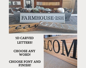 Custom Wooden Sign, Create Your Own Sign, One Little Word Custom Wood Signs, Custom Word Sign, Make Your Own Sign, Carved Wood Sign