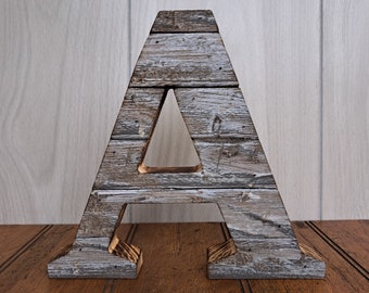 Personalized Rustic Barn Wood Letters        / Large Custom Handmade Farmhouse Style Letters / Standing or Wall Hanging Wooden Letters