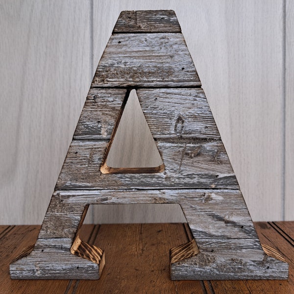 Personalized Rustic Barn Wood Letters        / Large Custom Handmade Farmhouse Style Letters / Standing or Wall Hanging Wooden Letters