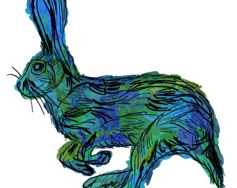 Rabbit(2OG) Giclée Print - Cavanata - 8" X 10" Rabbit Graphic Fine Art Print, Original Illustration, Animal Art