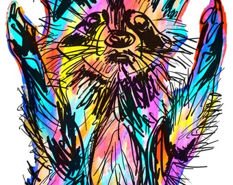 Raccoon(4) Giclée Print - Cavanata - 8" X 10" Raccoon Graphic Fine Art Print, Original Illustration, Animal Art