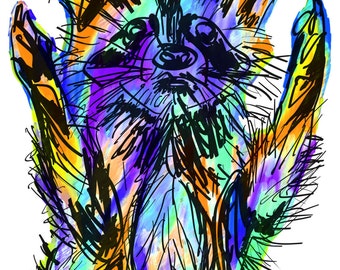 Raccoon(4B) Giclée Print - Cavanata - 8" X 10" Raccoon Graphic Fine Art Print, Original Illustration, Animal Art