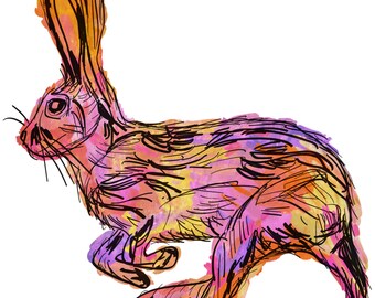 Rabbit(2) Giclée Print - Cavanata - 8" X 10" Rabbit Graphic Fine Art Print, Original Illustration, Animal Art