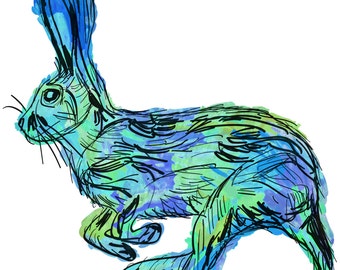 Rabbit(2B) Giclée Print - Cavanata - 8" X 10" Rabbit Graphic Fine Art Print, Original Illustration, Animal Art