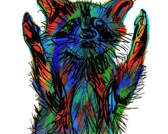 Raccoon(4OG) Giclée Print - Cavanata - 8" X 10" Raccoon Graphic Fine Art Print, Original Illustration, Animal Art