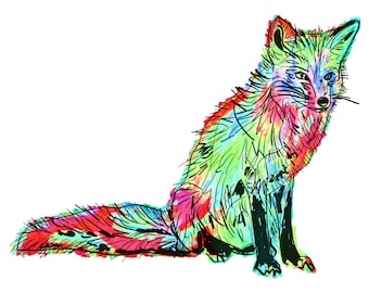 Fox(1C) Giclée Print - Cavanata - 8" X 10" Fox Graphic Fine Art Print, Original Illustration, Animal Art