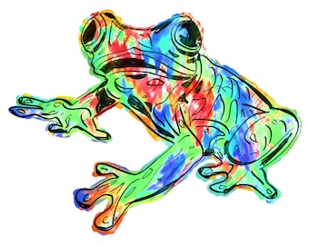 Frog(1C) Giclée Print - Cavanata - 8" X 10" Frog Graphic Fine Art Print, Original Illustration, Animal Art