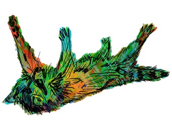 Raccoon(3OG) Giclée Print - Cavanata - 8" X 10" Raccoon Graphic Fine Art Print, Original Illustration, Animal Art