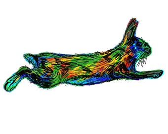 Rabbit(4OG) Giclée Print - Cavanata - 8" X 10" Rabbit Graphic Fine Art Print, Original Illustration, Animal Art