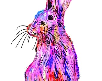 Rabbit(5) Giclée Print - Cavanata - 8" X 10" Rabbit Graphic Fine Art Print, Original Illustration, Animal Art