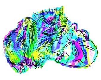 Raccoon(5B) Giclée Print - Cavanata - 8" X 10" Raccoon Graphic Fine Art Print, Original Illustration, Animal Art