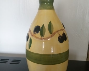 Vintage Glazed Ceramic Tuscany Style Vinegar Bottle