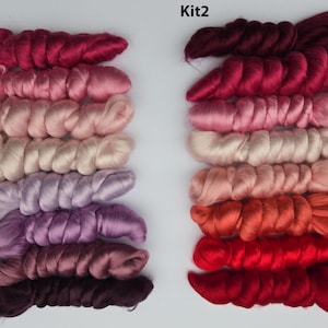 8 colors viscose Wet Felting sample kit Felting Craft Supplies Nuno Felting starter Kit Doll hair Silk Viscose rove fibers viscosa