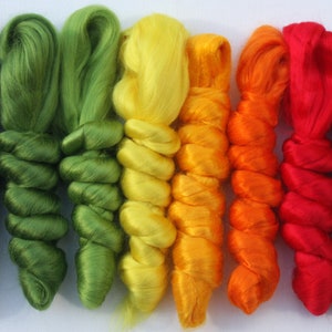 8 colors viscose sample pack kit Felting Supplies Wet Felting Supplies Nuno Felting Creativity starter Merino Silk Viscose fiber art