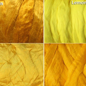 SALE 2 oz Viscose Fiber Extra Fine Nuno Wet Felting Supply Spinning Fiber Roving tops yellow paper mixed supplies silk bamboo alternative