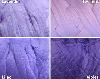 SALE 4 oz 19 micron Merino Wool Roving Extra Fine Violet Purple gradient Felting Nuno Felting Spinning Weaving Knitting Australian supplies