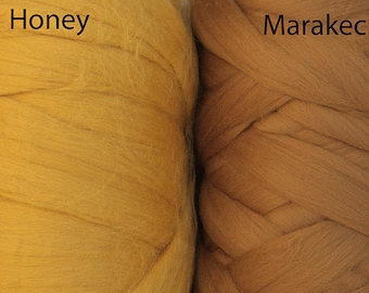 Mecha de lana merino extrafina de 113 g (4 oz) y 19 micras, color miel y canela, para fieltrar, hilar y tejer. Suministros para lana merino extrafina australiana.
