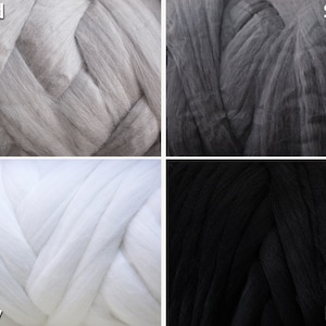 Corriedale Wool Roving 3.5 oz. 100 g Wool Rove Wet Needle Felting Spinning Fiber black white gray