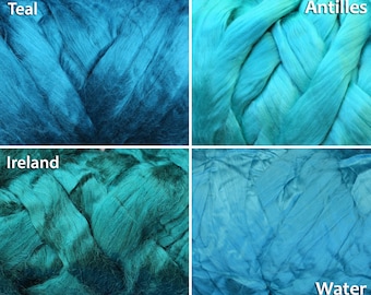 2 oz Viscose Fiber Extra Fine Nuno Wet Felting Supply Spinning Supply Roving tops turquoise teal paper making textile supplies fibre