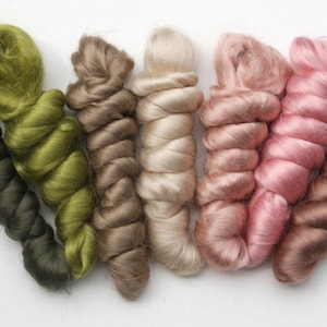 Viscose kit 7 colors Fiber Extra Fine Nuno Wet Felting Supply Spinning Roving tops textile art supply silk bamboo alternative diy