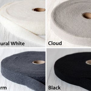 Extra Fine Merino Wool Prefelt Ribbon Black 19 micron 1&quot; wide (2.5 cm) Extra fine merino wool Pre-Felt dark