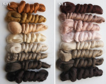 5.6 oz Viscose Fiber 8 colors Wet Felting Supplies Spinning Fiber Roving tops brown red kit pack paper making textile fiber art bamboo fibre