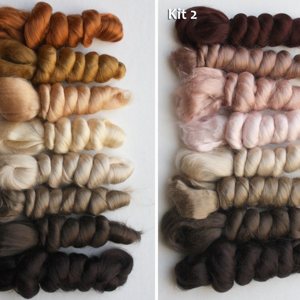 5.6 oz Viscose Fiber 8 colors Wet Felting Supplies Spinning Fiber Roving tops brown red kit pack paper making textile fiber art bamboo fibre