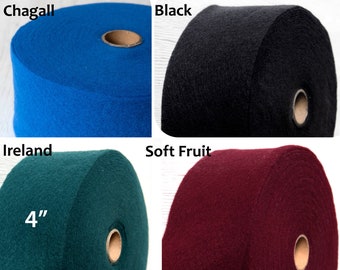 Extra Fine Merino Wool Prefelt Ribbon Black 19 micron 4" wide (10 cm) Extra fine merino wool Pre-Felt