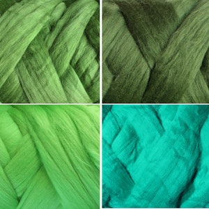4 oz 19 micron Merino Wool Roving Extra Fine dark teal green blue Felting Nuno Felting Spinning Weaving Knitting extrafine tops supply