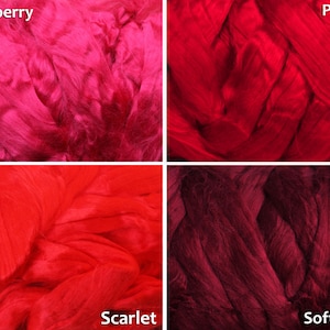 SALE 2 oz Viscose Fiber Extra Fine Nuno Wet Felting Supply Spinning Fiber Roving tops red paper silk alternative textile art bamboo fibre