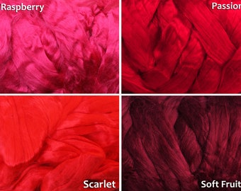 SALE 2 oz Viscose Fiber Extra Fine Nuno Wet Felting Supply Spinning Fiber Roving tops red paper silk alternative textile art bamboo fibre