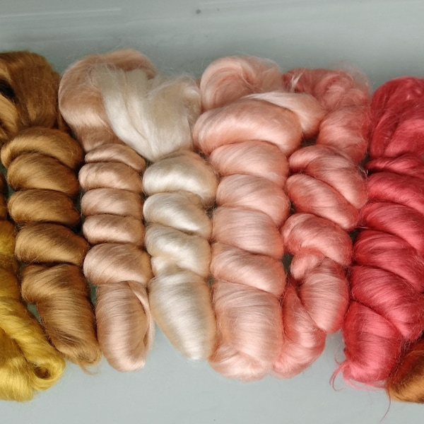 8 color viscose sample pack kit Wet Nuno Felting Supplies Doll hair Viscose rove