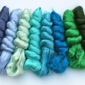 8 colors viscose sample pack variety kit Felting Supplies Wet Felting Supplies Nuno Felting Creativity starter Merino Silk Viscose