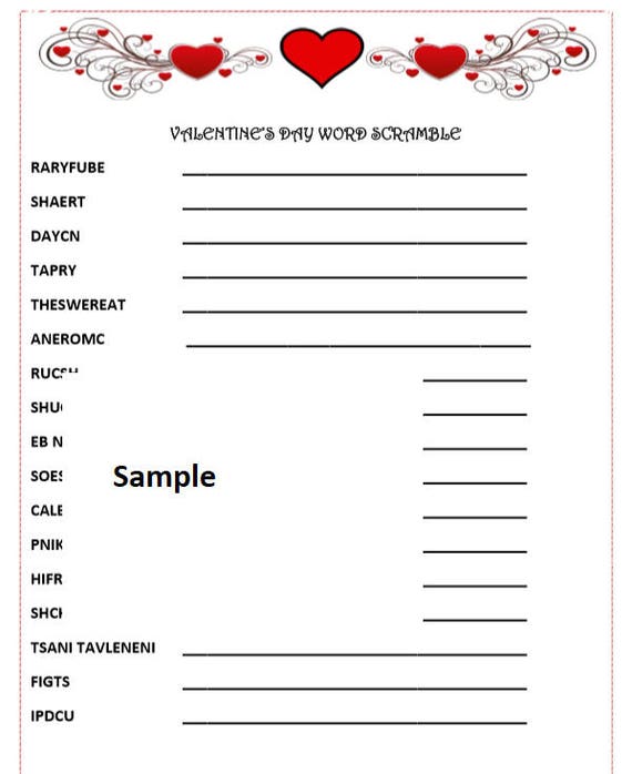 Valentine S Day Party Word Game Fun For Kid And Adults Etsy