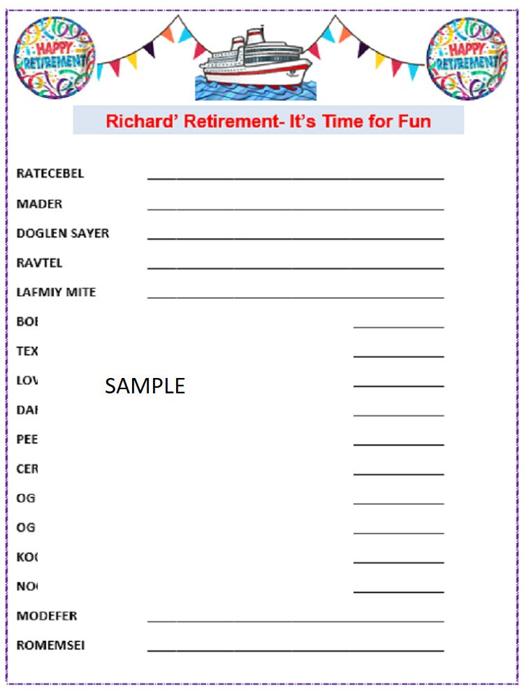 RETIREMENT PARTY Word Game Fun and Easy to Play You can Etsy