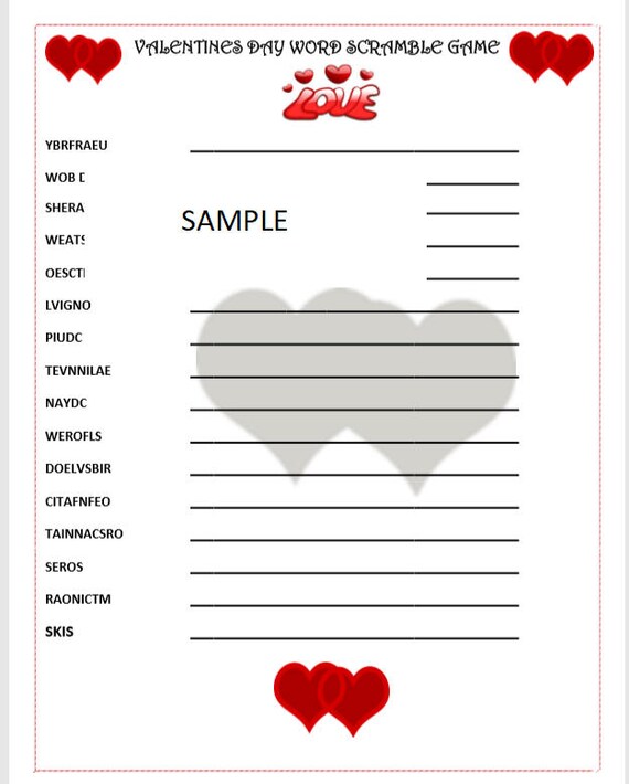Valentine S Day Party Word Game Very Fun And Easy To Etsy
